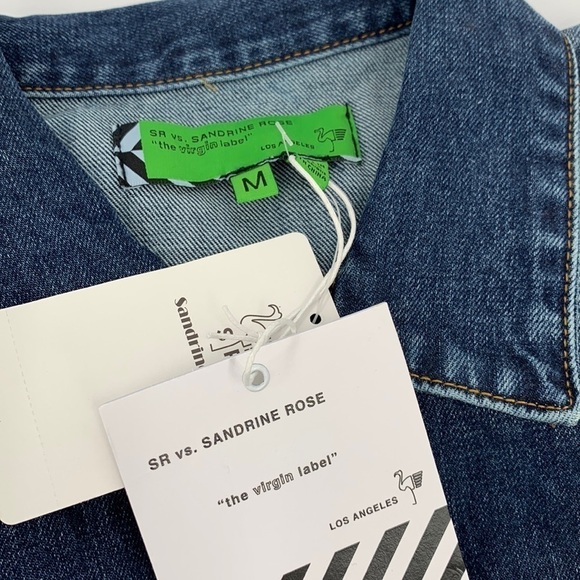 Sandrine Rose embroidery blue denim jacket coat distressing l'Artiste new Medium - Picture 6 of 6